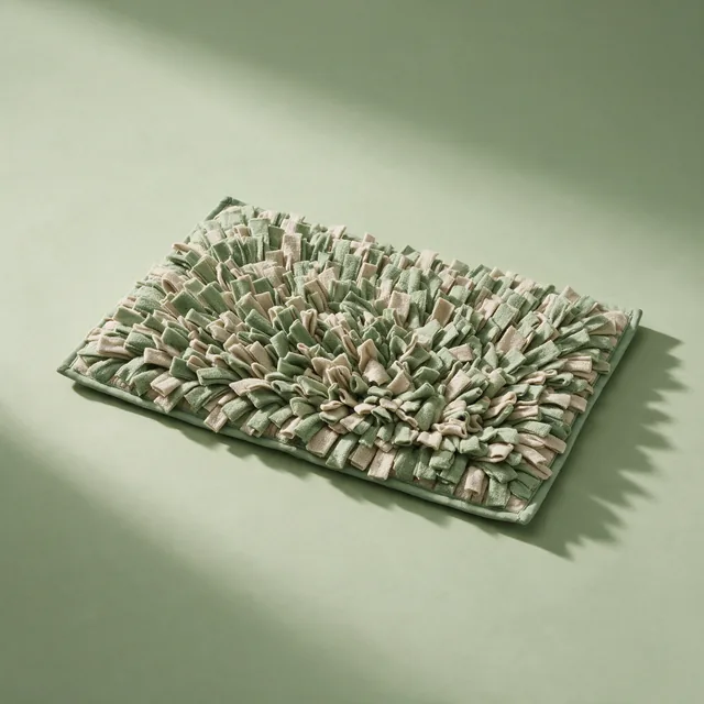 A fabric snuffle mat seen from above