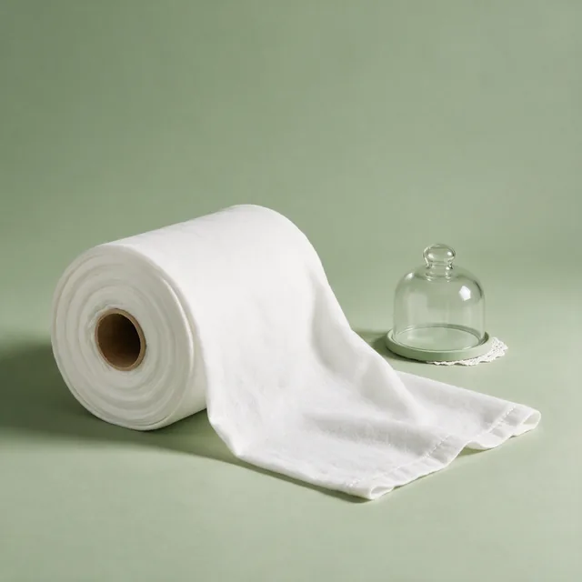 A roll of garden fleece beside a glass cloche