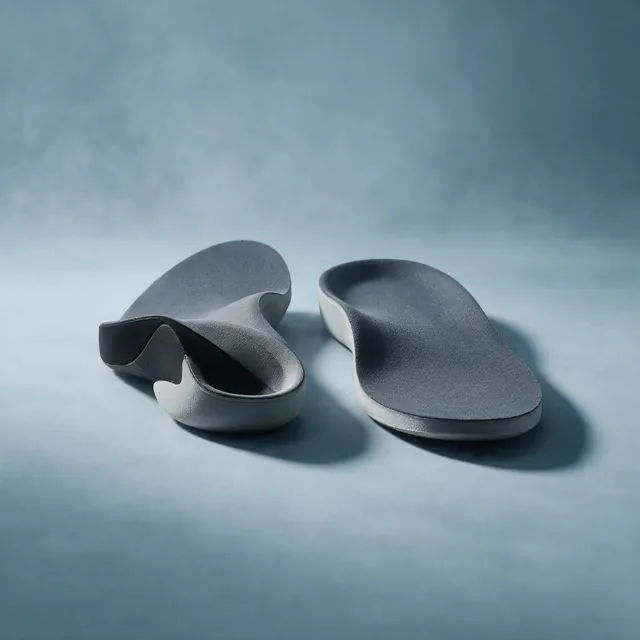 A pair of cushioned work insoles side by side