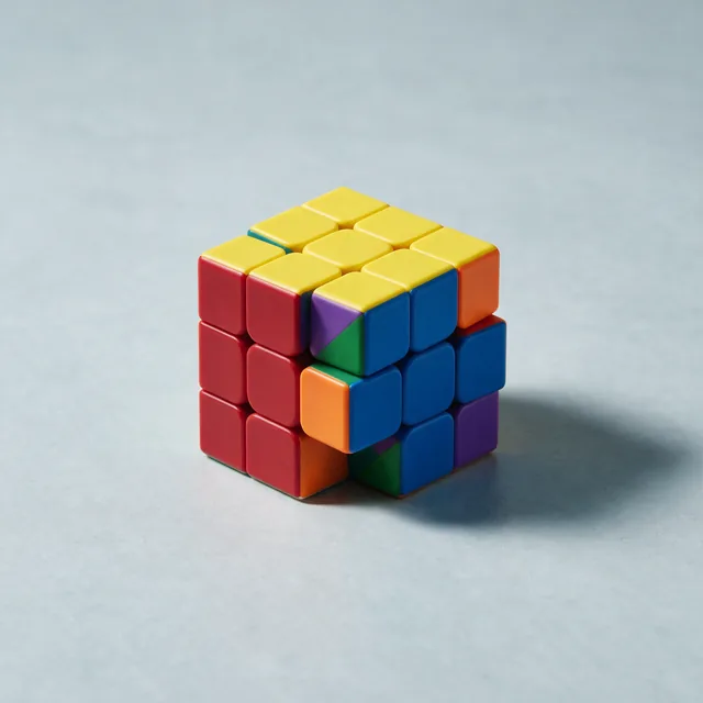A speed cube resting slightly turned