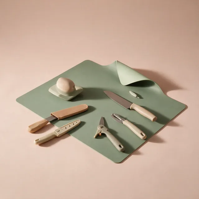 A large self-healing cutting mat in soft sage