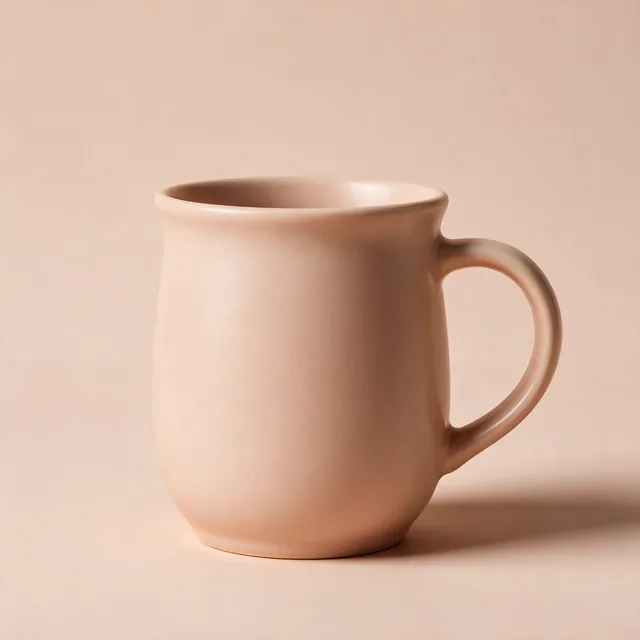 A large thick-walled ceramic mug in a matte glaze