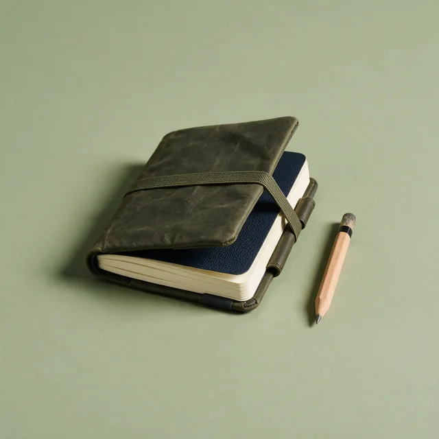 A small weatherproof pocket notebook with a pencil