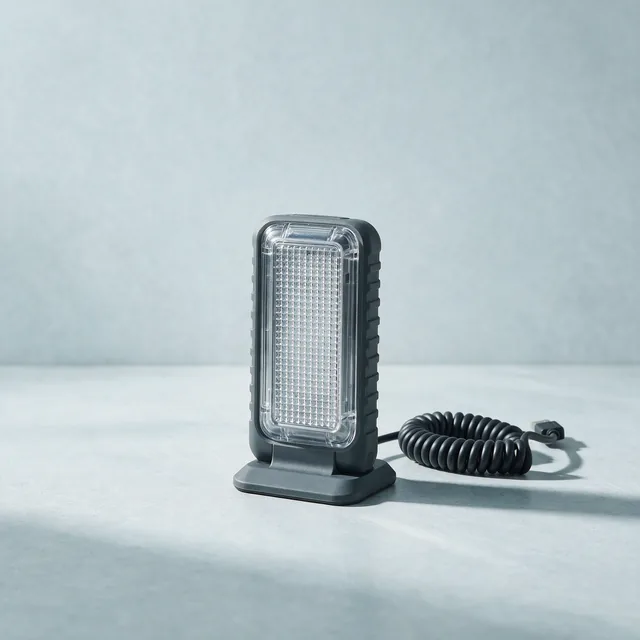 A rechargeable work light with a magnetic base and its lead